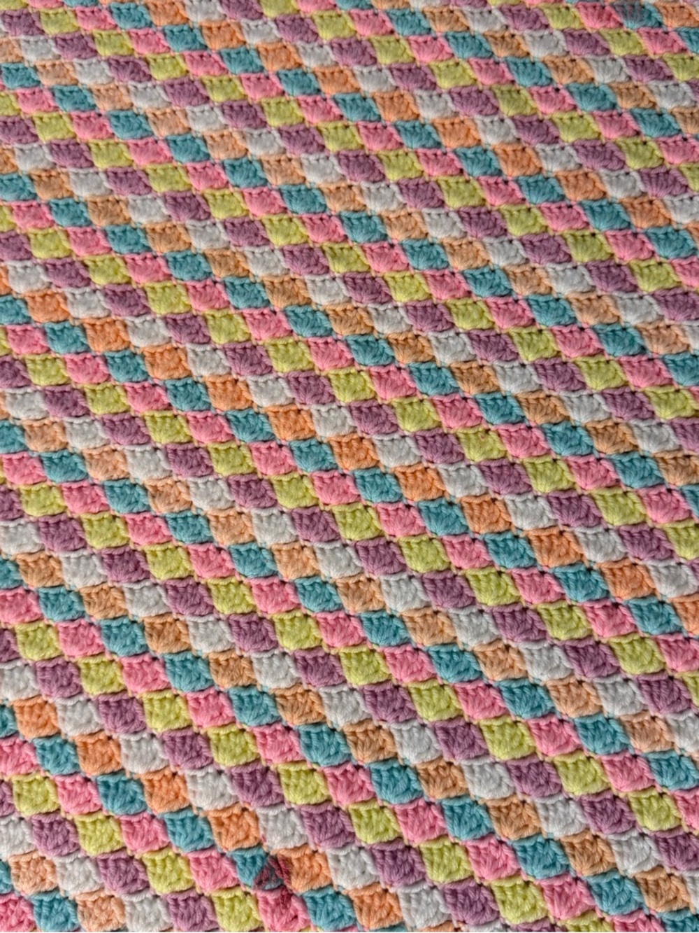 Handmade Crochet Blanket Afghan Shell Pastel Throw Bedding 60x70